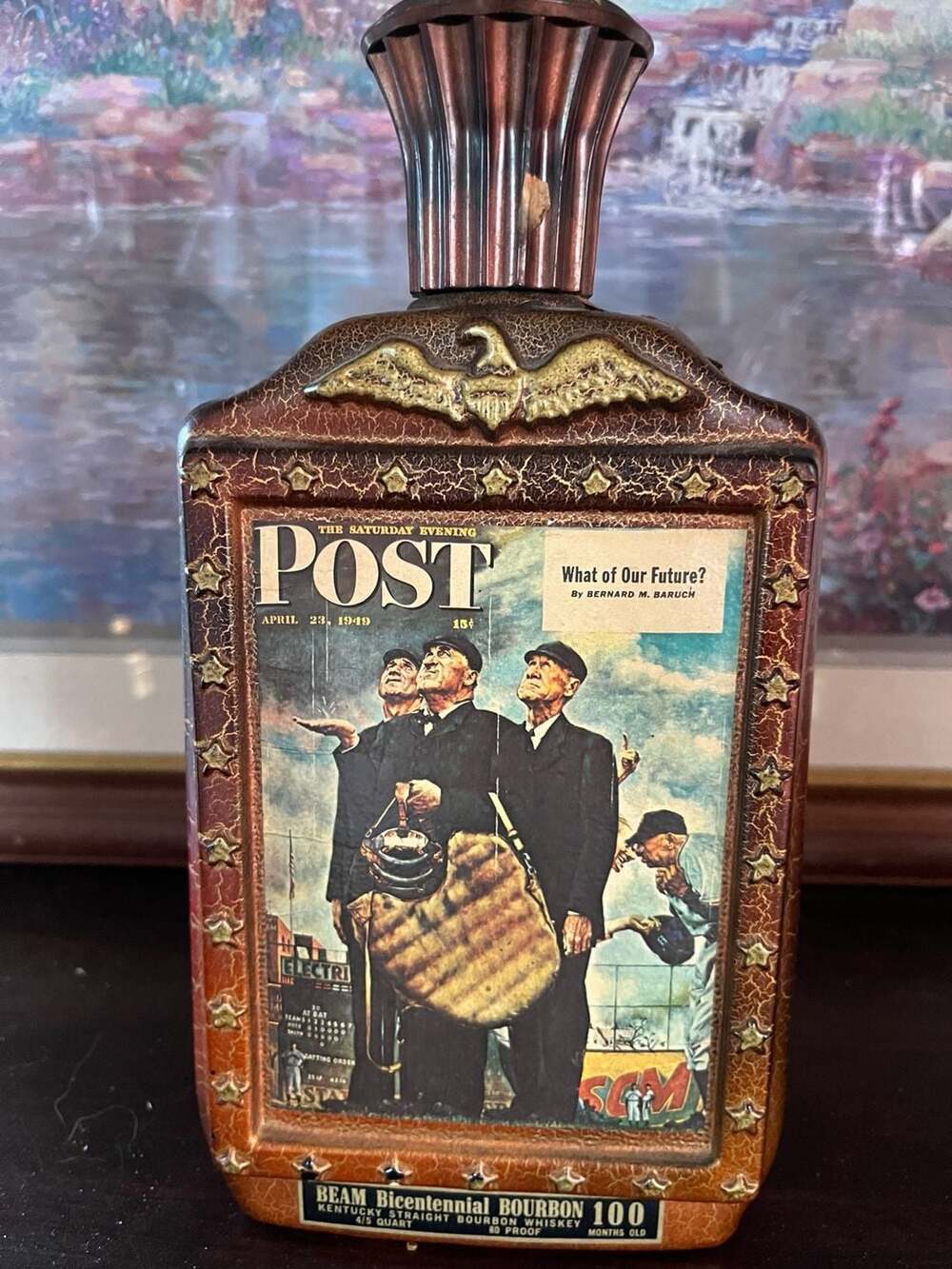 Beam's 1976 Baseball Bicentennial Ltd Edition Decanter Norman Rockwell Empty